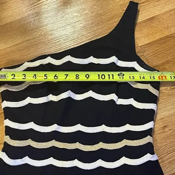 Lilly Pulitzer Tylar One Shoulder Scallop Mini Dress Navy Size 4 - Picture 9 of 13